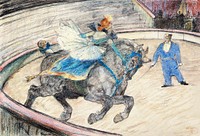 At the Circus: Work in the Ring (1899) drawing in high resolution by Henri de Toulouse&ndash;Lautrec. Original from The Art Institute of Chicago. Digitally enhanced by rawpixel.