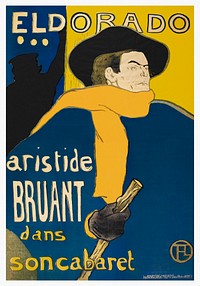 Les Ambassadeurs: Aristide Bruant (1892) print by Henri de Toulouse&ndash;Lautrec. Original from Minneapolis Institute of Art. Digitally enhanced by rawpixel.