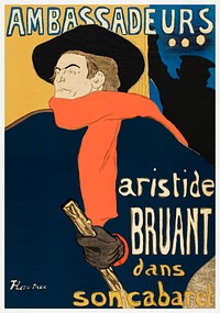 Ambassadeurs: Aristide Bruant dans son cabaret (1892) print in high resolution by Henri de Toulouse–Lautrec. Original from Minneapolis Institute of Art. Digitally enhanced by rawpixel.