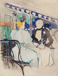 Fashionable People at Les Ambassadeurs (Aux Ambassadeurs: Gens Chic) (1893) painting by Henri de Toulouse&ndash;Lautrec. Original from National Gallery of Art. Digitally enhanced by rawpixel.