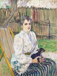 Lady with a Dog (1891) painting in high resolution by <a href="https://www.rawpixel.com/search/Henri%20de%20Toulouse-Lautrec?sort=curated&amp;page=1&amp;topic_group=_my_topics">Henri de Toulouse&ndash;Lautrec</a>. Original from National Gallery of Art. Digitally enhanced by rawpixel.