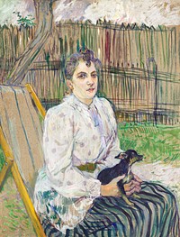 Lady with a Dog (1891) painting in high resolution by Henri de Toulouse–Lautrec. Original from National Gallery of Art. Digitally enhanced by rawpixel.