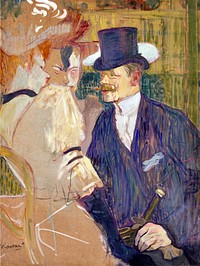 The Englishman (William Tom Warrener, 1861&ndash;1934) at the Moulin Rouge (1892) painting in high resolution by <a href="https://www.rawpixel.com/search/Henri%20de%20Toulouse-Lautrec?sort=curated&amp;page=1&amp;topic_group=_my_topics">Henri de Toulouse&ndash;Lautrec</a>. Original from The MET Museum. Digitally enhanced by rawpixel.