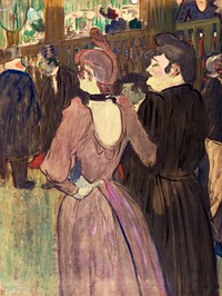 La Goulue and Her Sister (1892) drawing in high resolution by Henri de Toulouse&ndash;Lautrec. Original from National Gallery of Art. Digitally enhanced by rawpixel.