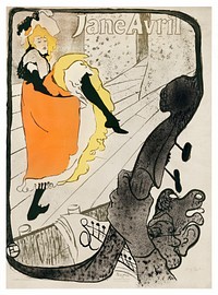Jane Avril (1893) print by <a href="https://www.rawpixel.com/search/Henri%20de%20Toulouse-Lautrec?sort=curated&amp;page=1&amp;topic_group=_my_topics">Henri de Toulouse&ndash;Lautrec</a>. Original from Los Angeles County Museum of Art. Digitally enhanced by rawpixel.