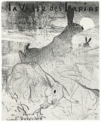 Omslag voor muziekblad met lied La Valse des Lapins met konijnen in landschap (1895) print by Henri de Toulouse&ndash;Lautrec. Original from The Rijksmuseum. Digitally enhanced by rawpixel.