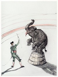 Elephant en liberte (1899) print in high resolution by <a href="https://www.rawpixel.com/search/Henri%20de%20Toulouse-Lautrec?sort=curated&amp;page=1&amp;topic_group=_my_topics">Henri de Toulouse&ndash;Lautrec</a>. Original from New York Public Library. Digitally enhanced by rawpixel.