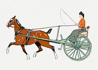 Horse carriage psd art print, remixed from artworks by Edward Penfield