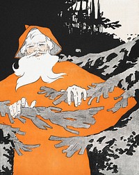 Vintage Santa art print, remixed from artworks by Edward Penfield