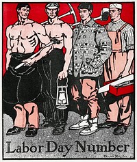 Labour Day Number (ca. 1890&ndash;1907) print in high resolution by <a href="https://www.rawpixel.com/search/Edward%20Penfield?sort=curated&amp;page=1&amp;topic_group=_my_topics">Edward Penfield</a>. Original from The New York Public Library. Digitally enhanced by rawpixel.