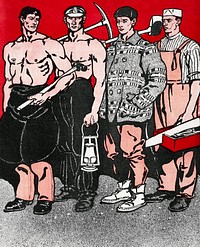 Labor workers illustration, remixed from artworks by Edward Penfield