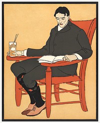Man sitting in a chair during 19th&ndash;20th century print in high resolution by <a href="https://www.rawpixel.com/search/Edward%20Penfield?sort=curated&amp;page=1&amp;topic_group=_my_topics">Edward Penfield</a>. Original from The MET Museum. Digitally enhanced by rawpixel.