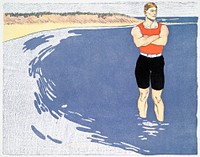 Man standing in the sea (1899) print in high resolution by Edward Penfield. Original from The New York Public Library. Digitally enhanced by rawpixel.