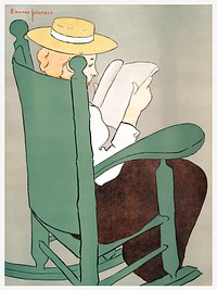 Woman reading in a rocking chair (1899) print in high resolution by Edward Penfield. Original from The New York Public Library. Digitally enhanced by rawpixel.