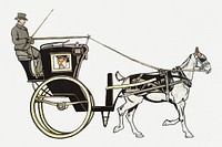 Horse carriage psd art print, remixed from artworks by Edward Penfield