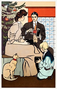 Vintage Christmas Poster (ca. 1890&ndash;1907) print in high resolution by <a href="https://www.rawpixel.com/search/Edward%20Penfield?sort=curated&amp;page=1&amp;topic_group=_my_topics">Edward Penfield</a>. Original from The New York Public Library. Digitally enhanced by rawpixel.