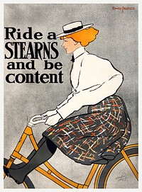 Ride a Stearns and be content (1896) print in high resolution by <a href="https://www.rawpixel.com/search/Edward%20Penfield?sort=curated&amp;page=1&amp;topic_group=_my_topics">Edward Penfield</a>. Original from Library of Congress. Digitally enhanced by rawpixel.