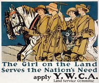 The girl on the land serves the nation&#39;s need (1918) print in high resolution by <a href="https://www.rawpixel.com/search/Edward%20Penfield?sort=curated&amp;page=1&amp;topic_group=_my_topics">Edward Penfield</a>. Original from Library of Congress. Digitally enhanced by rawpixel.