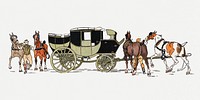 Vintage horse carriage psd art print, remixed from artworks by Edward Penfield