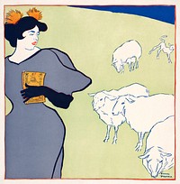 Woman and sheep (1895) print in high resolution by <a href="https://www.rawpixel.com/search/Edward%20Penfield?sort=curated&amp;page=1&amp;topic_group=_my_topics">Edward Penfield</a>. Original from Library of Congress. Digitally enhanced by rawpixel.