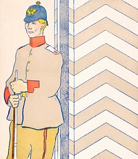 Vintage German soldier illustration, remixed from artworks by Edward Penfield
