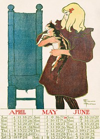 Vintage calendar (1897) print in high resolution by <a href="https://www.rawpixel.com/search/Edward%20Penfield?sort=curated&amp;page=1&amp;topic_group=_my_topics">Edward Penfield</a>. Original from Library of Congress. Digitally enhanced by rawpixel.