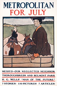 Metropolitan for July (ca. 1900–1910) print in high resolution by Edward Penfield. Original from Library of Congress. Digitally enhanced by rawpixel.