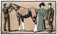 People and horse (ca. 1890&ndash;1907) print in high resolution by <a href="https://www.rawpixel.com/search/Edward%20Penfield?sort=curated&amp;page=1&amp;topic_group=_my_topics">Edward Penfield</a>. Original from The New York Public Library. Digitally enhanced by rawpixel.