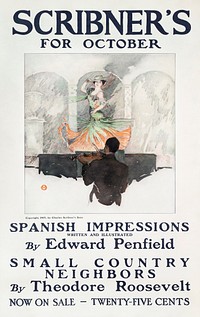 Scribner&#39;s for October (ca. 1890&ndash;1907) print in high resolution by <a href="https://www.rawpixel.com/search/Edward%20Penfield?sort=curated&amp;page=1&amp;topic_group=_my_topics">Edward Penfield</a>. Original from The New York Public Library. Digitally enhanced by rawpixel.