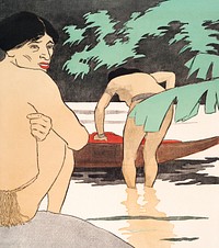 Men by the river art print, remixed from artworks by Edward Penfield