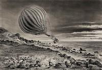 Descent of the balloon Neptune in the cliffs of Cap Gris-Nez baloon trip in Calais by Albert Tissandier. Original from Library of Congress. Digitally enhanced by rawpixel.