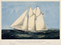 Chromolithograph of the yacht Sappho of New York published by Currier &amp; Ives. Original from Library of Congress. Digitally enhanced by rawpixel.