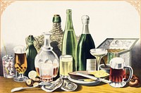 Advertisement: The Best Wines, Liquors, Ales &amp; Lager Beer, we are selling Here by L.N Rosenthal. Original from Library of Congress. Digitally enhanced by rawpixel.