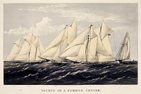 Yachts on a summer cruise published by Currier &amp; Ives. Original from Library of Congress. Digitally enhanced by rawpixel.