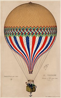 The Tricolor with a French flag themed balloon ascension in Paris, June 6th 1874. Original from Library of Congress. Digitally enhanced by rawpixel.