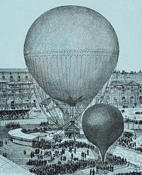 Large Captive Steam Balloon of the Tuileries Courtyard, Paris by artist Henri Gifford (1825-1882) at Lahure, rue de Fleurus 1878. Original from Library of Congress. Digitally enhanced by rawpixel.