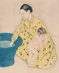 The Bath (The Tub) Illustration by Mary Cassatt (1844-1926). Original from Library of Congress. Digitally enhanced by rawpixel.