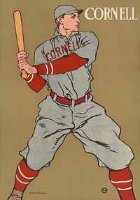 Vintage drawing of a baseball player holding a bat by Edward Penfield (1866-1925). Original from Library of Congress. Digitally enhanced by rawpixel.