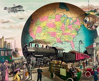 Twentieth Century Transportation, a chromolithograph by E.S Yate. Original from Library of Congress. Digitally enhanced by rawpixel.