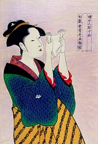 Fumiyomu Onna by <a href="https://www.rawpixel.com/search/Utamaro%20Kitagawa?sort=curated&amp;page=1">Utamaro Kitagawa</a> (1753-1806), a traditional Japanese Ukyio-e style illustration of a Japanese woman portrait reading a letter. Original from Library of Congress. Digitally enhanced by rawpixel.