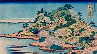 Hokusai vintage wallpaper, Japanese desktop background, Sesshu Ajigawaguchi Tenposan woodblock print