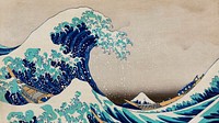 Hokusai vintage wallpaper, Japanese desktop background, The Great Wave off Kanagawa woodblock print