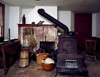 Crude kitchen at Kirkwood Ranch on the Snake River, Hells Canyon, Idaho (1980-2006) by <a href="https://www.rawpixel.com/search/carol%20m.%20highsmith?sort=curated&amp;page=1">Carol M. Highsmith</a>. Original image from Library of Congress. Digitally enhanced by rawpixel.