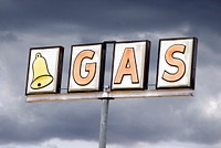 Bell Gas Sign in Truxton, Arizona. Original image from Carol M. Highsmith&rsquo;s America, Library of Congress collection. Digitally enhanced by rawpixel.