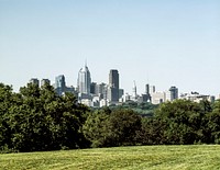 Philadelphia skyline. Original image from <a href="https://www.rawpixel.com/search/carol%20m.%20highsmith?sort=curated&amp;page=1">Carol M. Highsmith</a>&rsquo;s America, Library of Congress collection. Digitally enhanced by rawpixel.