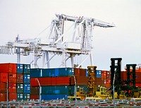 Container facility at Oakland Harbor. Original image from <a href="https://www.rawpixel.com/search/carol%20m.%20highsmith?sort=curated&amp;page=1">Carol M. Highsmith</a>&rsquo;s America, Library of Congress collection. Digitally enhanced by rawpixel.