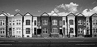 Row houses, Florida Ave. and Porter St., NE, Washington, D.C. Original image from <a href="https://www.rawpixel.com/search/carol%20m.%20highsmith?sort=curated&amp;page=1">Carol</a><a href="https://www.rawpixel.com/search/carol%20m.%20highsmith?sort=curated&amp;page=1"> M. Highsmith</a>&rsquo;s America, Library of Congress collection. Digitally enhanced by rawpixel.