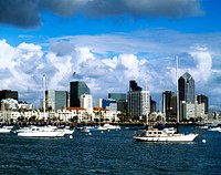 Cityscape of San Diego, California. Original image from <a href="https://www.rawpixel.com/search/carol%20m.%20highsmith?sort=curated&amp;page=1">Carol M. Highsmith</a>&rsquo;s America, Library of Congress collection. Digitally enhanced by rawpixel.