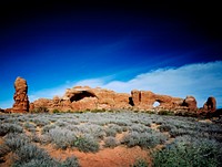 North Window, Arches National Park, Utah. Old Mammoth Road. Original image from <a href="https://www.rawpixel.com/search/carol%20m.%20highsmith?sort=curated&amp;page=1">Carol M. Highsmith</a>&rsquo;s America, Library of Congress collection. Digitally enhanced by rawpixel.