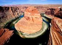 At Horseshoe Bend on the Colorado River in Arizona. Original image from <a href="https://www.rawpixel.com/search/carol%20m.%20highsmith?sort=curated&amp;page=1">Carol</a><a href="https://www.rawpixel.com/search/carol%20m.%20highsmith?sort=curated&amp;page=1"> M. Highsmith</a>&rsquo;s America, Library of Congress collection. Digitally enhanced by rawpixel.